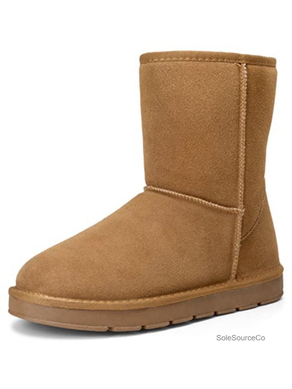 Men's Suede Leather Winter Snow Boots Fur Lined Round Toe Ankle High
